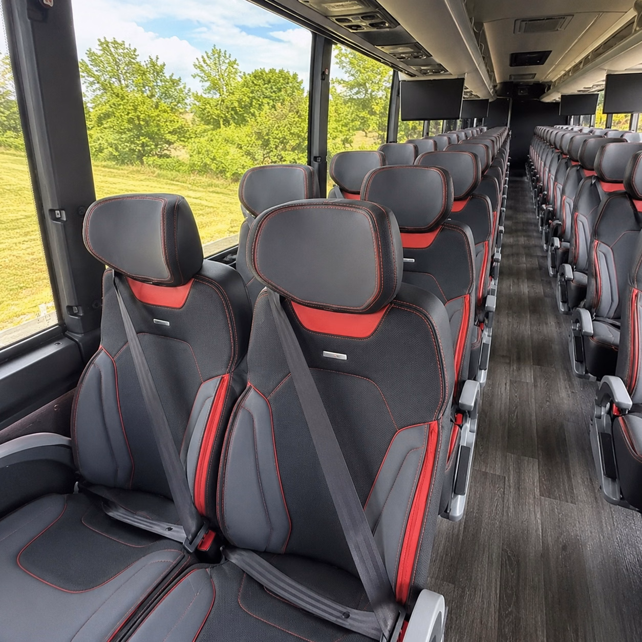 56 passenger charter bus inside